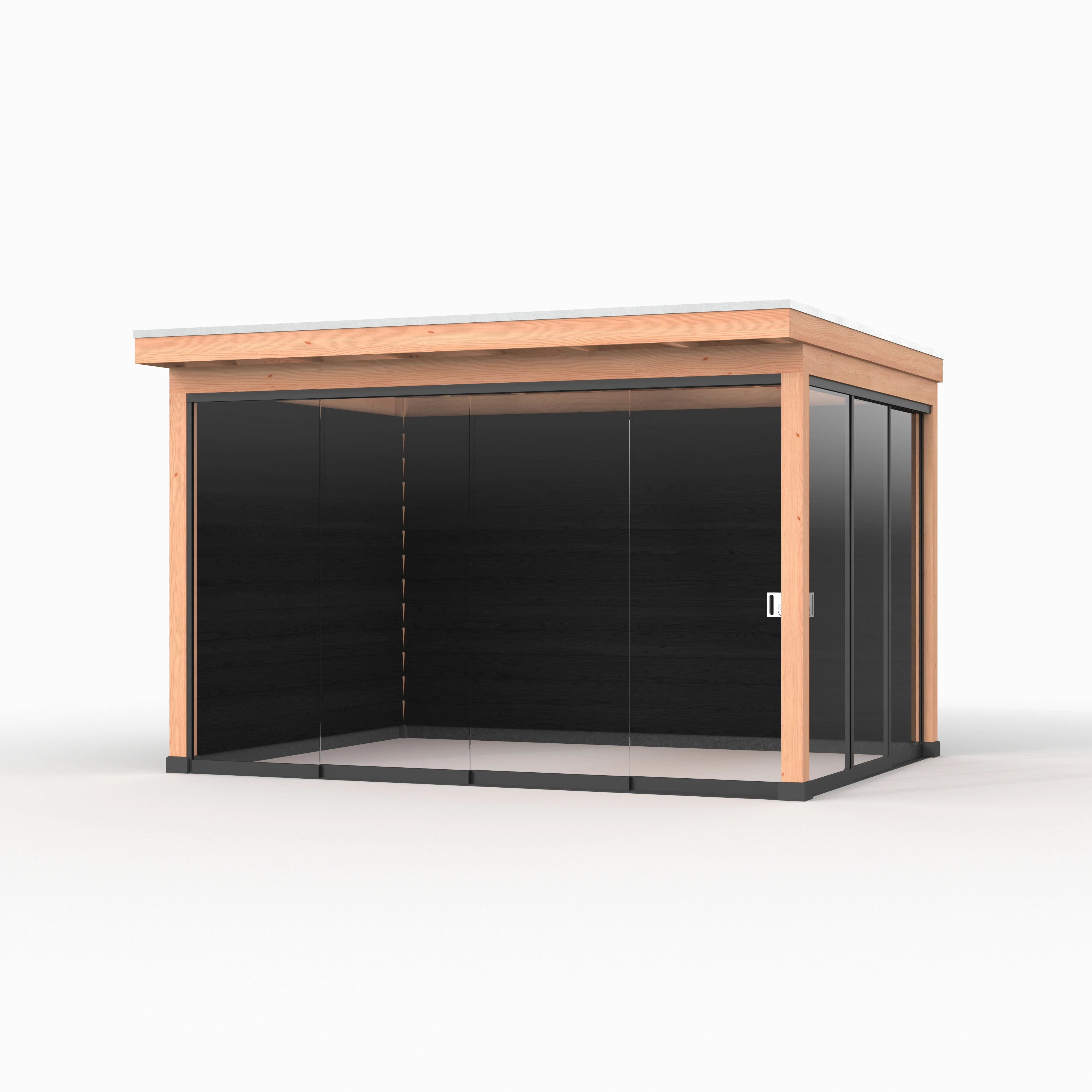 Douglas overkapping, 400 x 250, met achterwand en zijwand, Westwood Comfort Zwart - Afbeelding 4